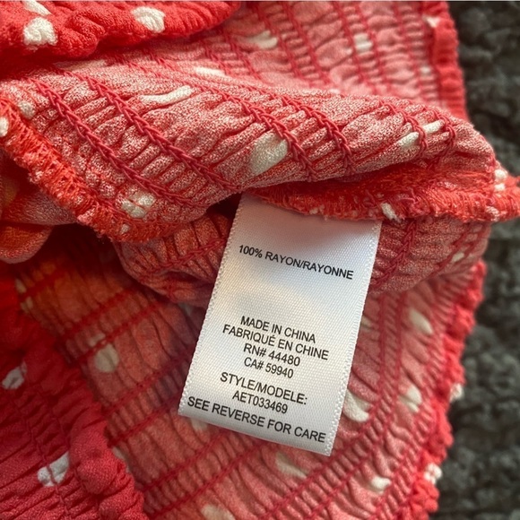 Revolve AFRM NWT Coral Pink Polka Dot Ruched Top in Sz Small - Picture 9 of 14